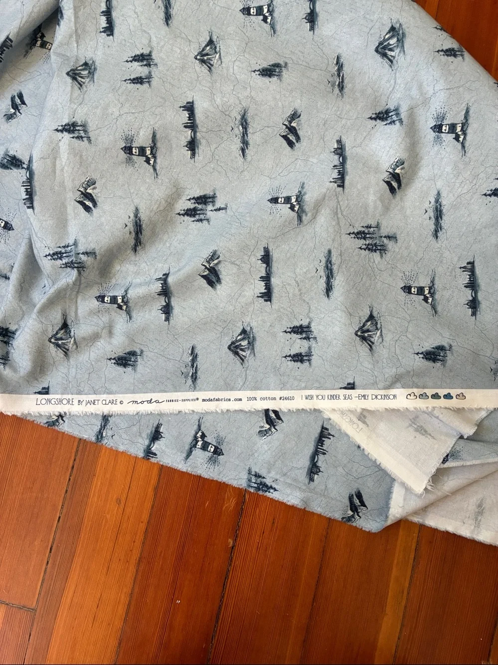 NWOT quilting cotton fabric Moda Janet Clare Longshore lighthouse